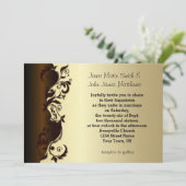 Elegant Chocolate Brown & Gold Floral Wedding Kaart (Staand voorkant)