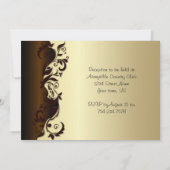 Elegant Chocolate Brown & Gold Floral Wedding Kaart (Achterkant)