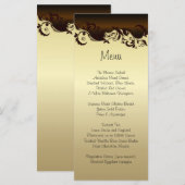 Elegant Chocolate Brown & Gold Floral Wedding Menu (Voorkant / Achterkant)