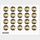 Elegant Chocolate Brown & Gold Floral Wedding Ronde Sticker (Vel)
