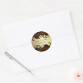 Elegant Chocolate Brown & Gold Floral Wedding Ronde Sticker (Envelop)