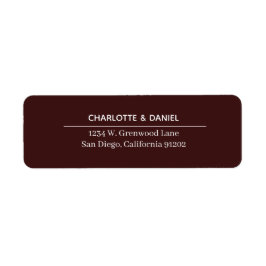 Elegant Chocolate Brown Minimalist Address Etiket