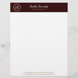 Elegant Chocolate Brown Professional Monogram Briefhoofd