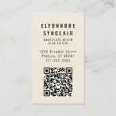 Elegant Chocolate Embossed Texture Look QR Code Visitekaartje (Achterkant)
