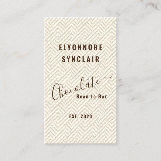 Elegant Chocolate Embossed Texture Look QR Code Visitekaartje (Voorkant)