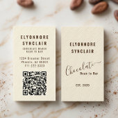 Elegant Chocolate Embossed Texture Look QR Code Visitekaartje