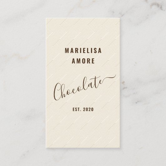 Elegant Chocolate Embossed Texture Look QR Code Visitekaartje (Voorkant)