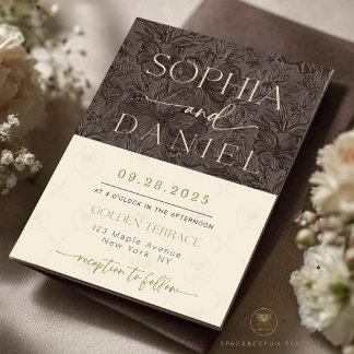 Elegant Chocolate Mocha Wedding Templat invitation Kaart
