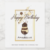 Elegant Chocolate Vanilla Drink Birthday Wijn Etiket (Enkel label)