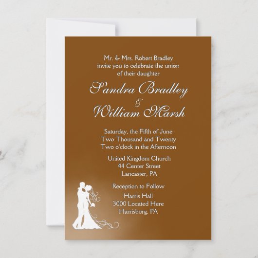 Elegant Chocolate Wedding Invitation Kaart (Voorkant)