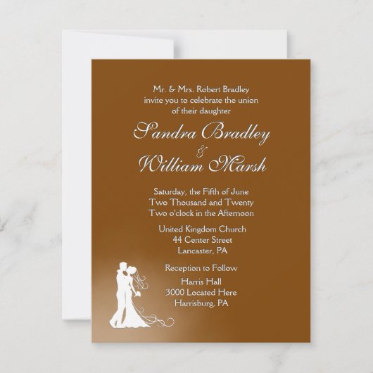 Elegant Chocolate Wedding Invitation Kaart (Voorkant)