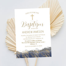 Elegant Christelijk blauw gouden kruis | Doop