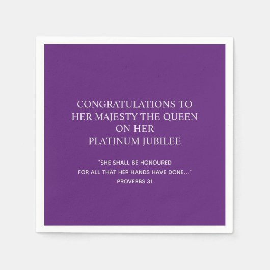 Elegant Christelijk KONINGENS PLATINUM JUBILEE Pap Servet (Voorkant)