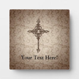 Elegant Christelijk kruis met schuifwiel achtergro Fotoplaat