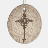 Elegant Christelijk kruis met schuifwiel achtergro Keramisch Ornament (Links)