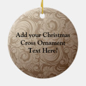 Elegant Christelijk kruis met schuifwiel achtergro Keramisch Ornament (Achterkant)