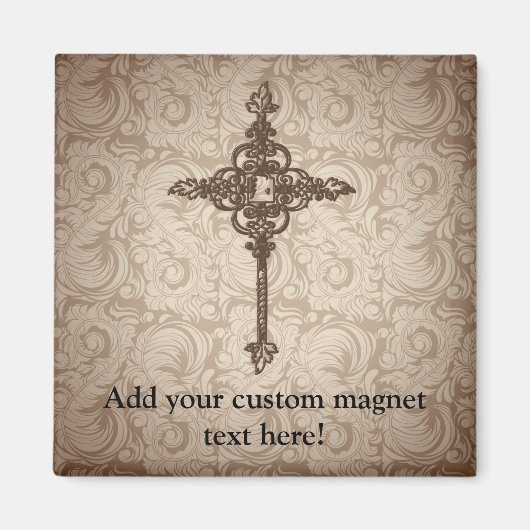 Elegant Christelijk kruis met schuifwiel achtergro Magneet (Voorkant)