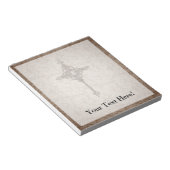 Elegant Christelijk kruis met schuifwiel achtergro Notitieblok (Schuin)