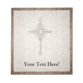 Elegant Christelijk kruis met schuifwiel achtergro Notitieblok (Voorkant)