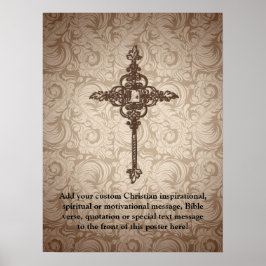 Elegant Christelijk kruis met schuifwiel achtergro Poster