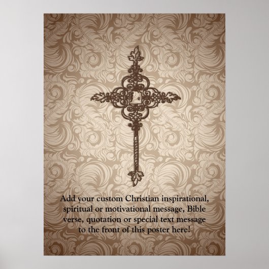 Elegant Christelijk kruis met schuifwiel achtergro Poster (Voorkant)