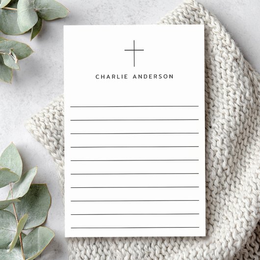 Elegant christelijk kruis naam in het wit post-it® notes