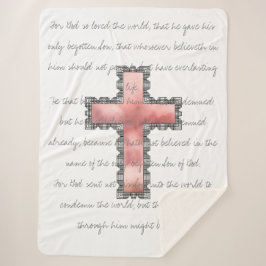 Elegant Christelijk roze kruisscripts Sherpa Deken
