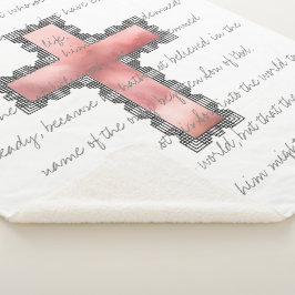 Elegant Christelijk roze kruisscripts Sherpa Deken