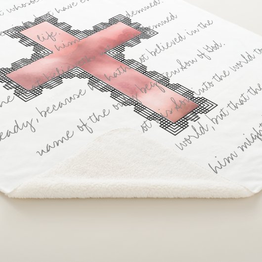Elegant Christelijk roze kruisscripts Sherpa Deken (3/4)