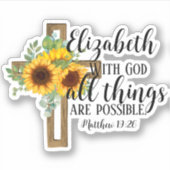 Elegant Christelijke Bijbel Verse Zonnebloemen Kru Sticker (Voorkant)