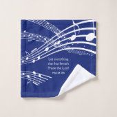 Elegant Christelijke Blue Muzieknoten Monogram Bad Handdoek (Wasdoekje)