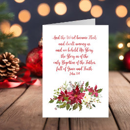 Elegant Christelijke kerstbijbel Verse Poinsettia Feestdagen Kaart