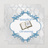 ELEGANT CHRISTENING BABY BOY INVITATION KAART (Voorkant / Achterkant)