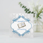 ELEGANT CHRISTENING BABY BOY INVITATION KAART (Staand voorkant)