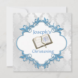 ELEGANT CHRISTENING BABY BOY INVITATION KAART