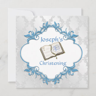 ELEGANT CHRISTENING BABY BOY INVITATION KAART