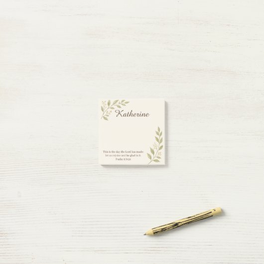 Elegant Christian Botanical Sticky Notes (Op bureau)