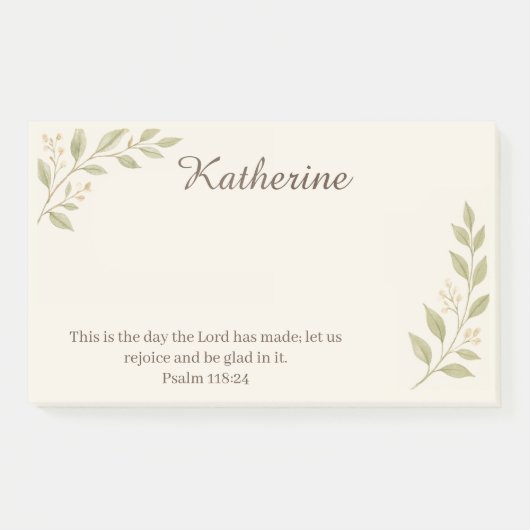 Elegant Christian Botanical Sticky Notes 10"x6" (Voorkant)