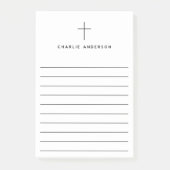 Elegant Christian cross name lined white Post-it® Notes (Voorkant)
