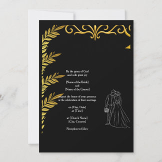 Elegant Christian Wedding Invitation | Gold Floral Kaart