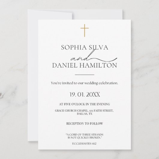 Elegant Christian Wedding Invitation Kaart (Voorkant)