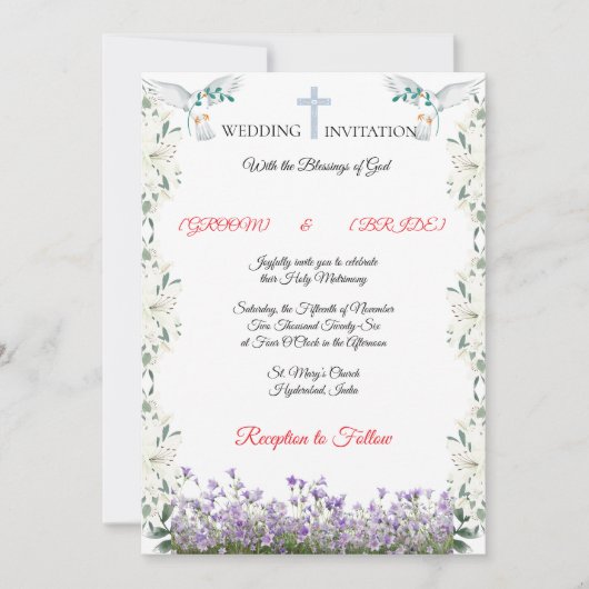 Elegant Christian Wedding Invitation Template Kaart (Voorkant)