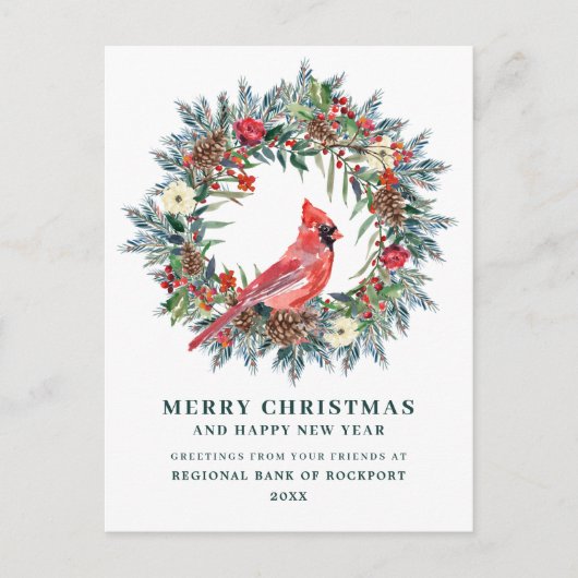 Elegant Christimas Wreath Corporate Greeting Briefkaart (Voorkant)