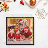 Elegant Christmas 1 Photo Zwart en Goud Script Notitiekaartje