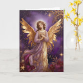  Elegant Christmas Angel Custom Bericht Kaart (Gele Bloem)