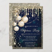 Elegant Christmas Balls Drips Gold Blue Christmas  Kaart (Voorkant / Achterkant)