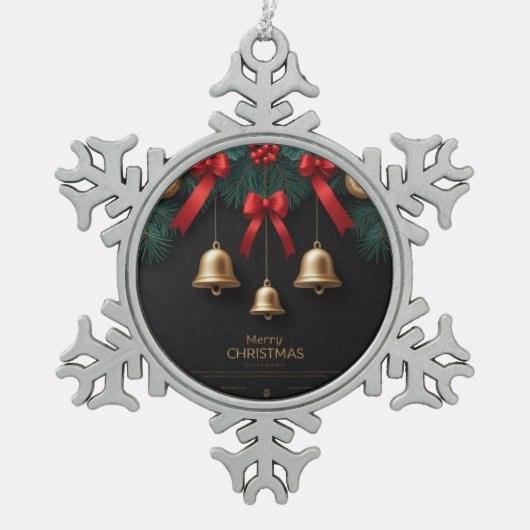 Elegant Christmas Bells Decor – Tin Sneeuwvlok Ornament (Voorkant)