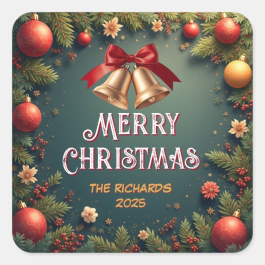 Elegant Christmas Bells Editable Sticker (Voorkant)