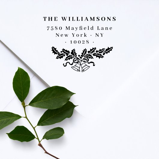 Elegant Christmas Bells Family Return Address Rubberstempel