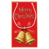 Elegant Christmas Bells Red Holiday Art Klein Cadeauzakje (Achterkant)
